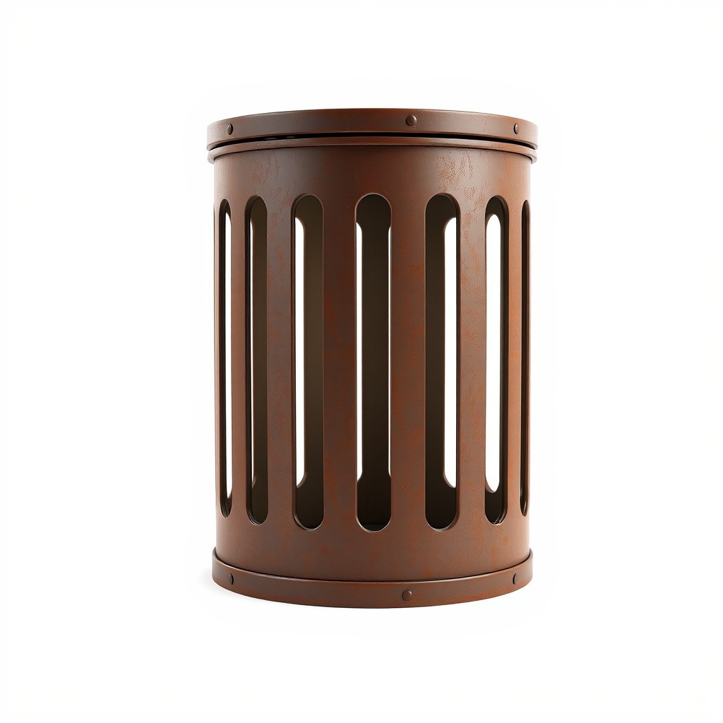 Rustic Industrial Metal Cylindrical Trash Container 3D Model - Download ...
