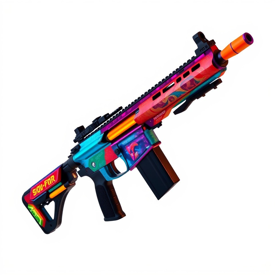 Colorful Neon Tactical Rifle 3D Model - Download GLB, FBX, OBJ | Free3D