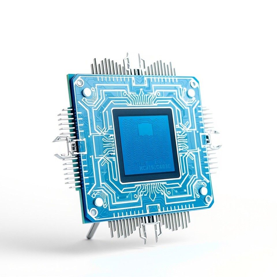 Blue Microprocessor Circuit Board Illustration 3D Model - Download GLB ...