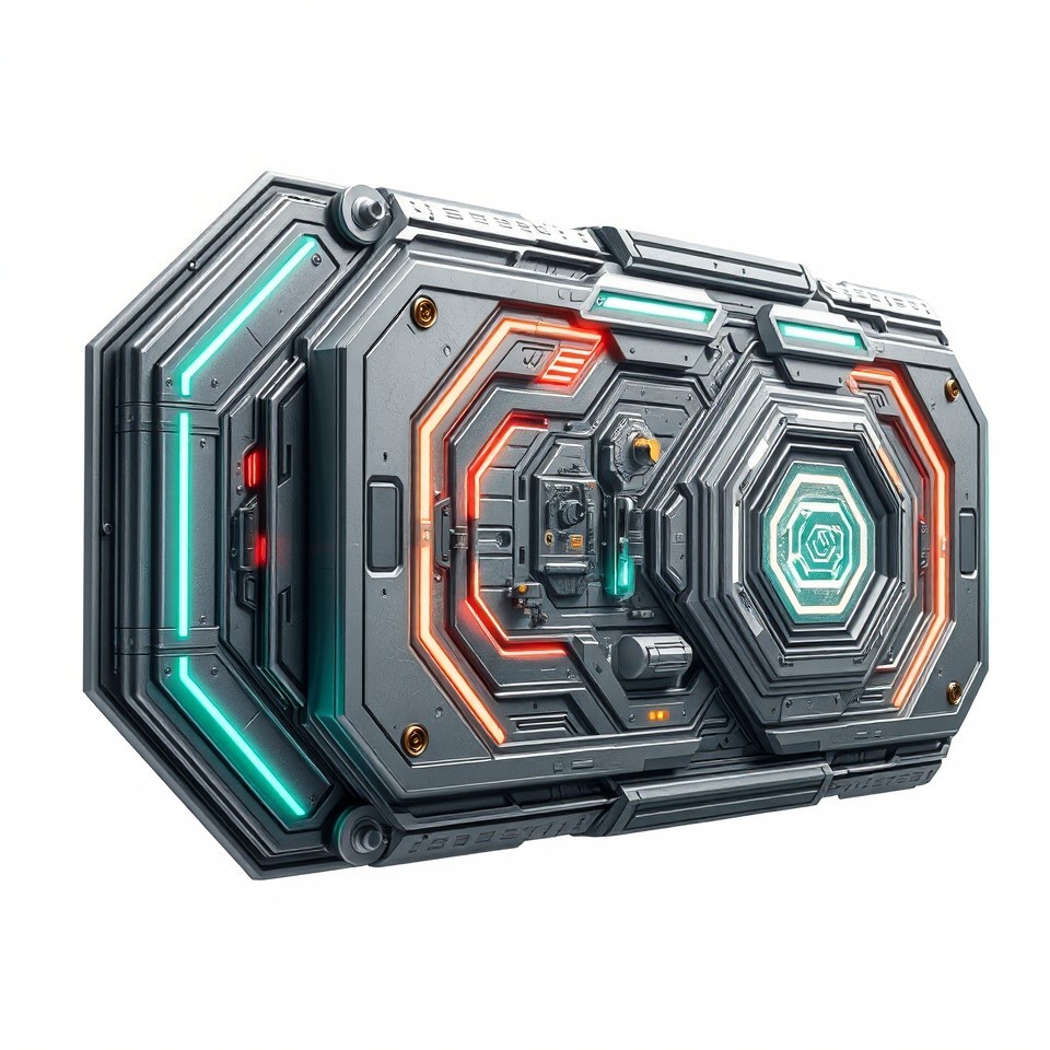 Futuristic Neon Hexagonal Tech Device 3D Model - Download GLB, FBX, OBJ ...