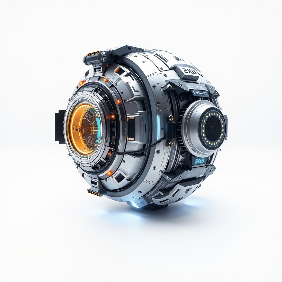 Futuristic Sci-Fi Robot Camera Sphere 3D Model - Download GLB, FBX, OBJ ...