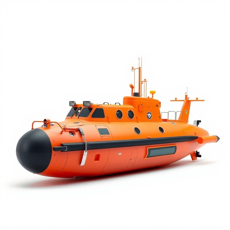 Orange Submarine on White Background 3D Model - Download GLB, FBX, OBJ ...