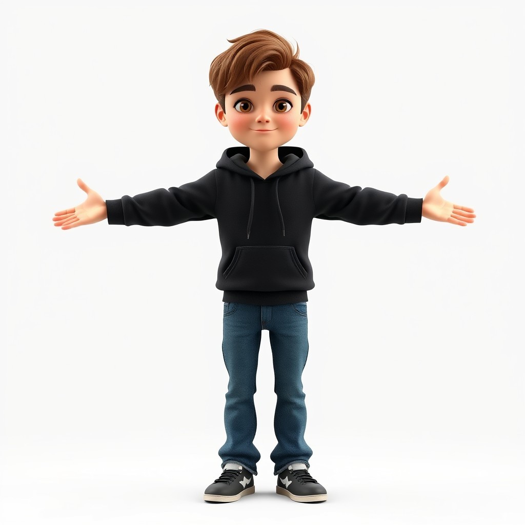 Happy Cartoon Boy Celebrating with Open Arms 3D Model - Download GLB ...