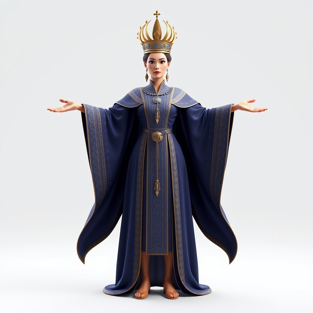 Regal Queen in Royal Blue Robes 3D Model - Download GLB, FBX, OBJ | Free3D
