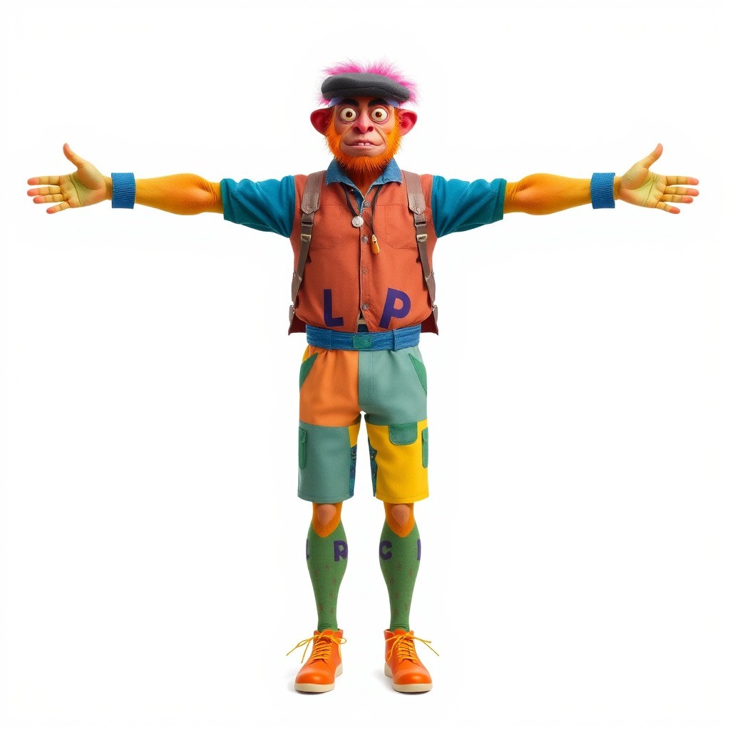 Cheerful Colorful Cartoon Monkey Character 3D Model - Download GLB, FBX ...
