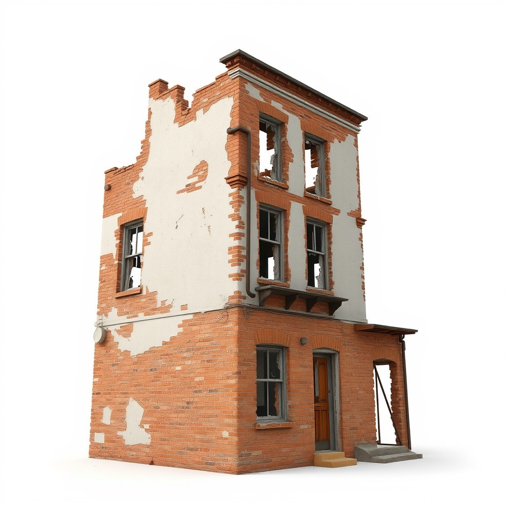 Abandoned Red Brick Building Ruins 3D Model - Download GLB, FBX, OBJ ...