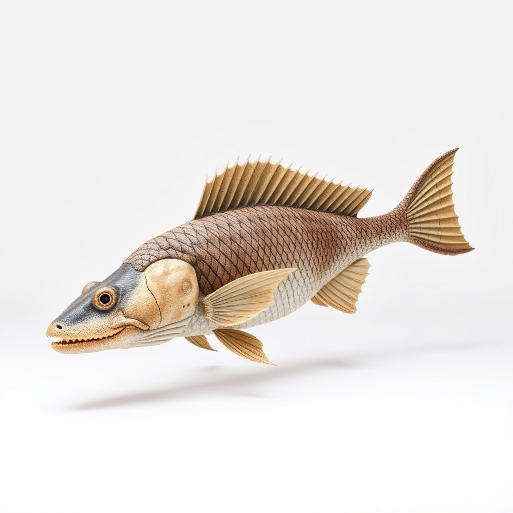 Golden Armored Prehistoric Fish Illustration 3D Model - Download GLB ...