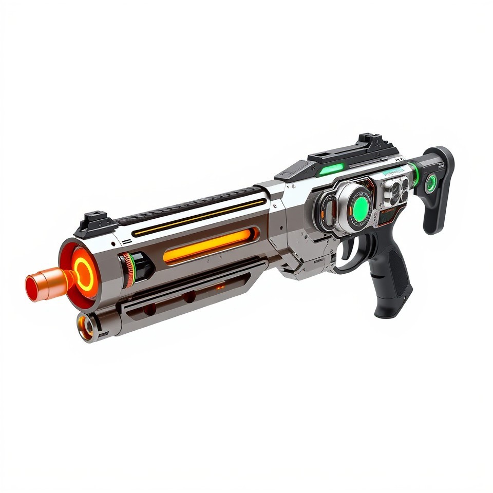Futuristic Energy Blaster Weapon 3D Model - Download GLB, FBX, OBJ | Free3D
