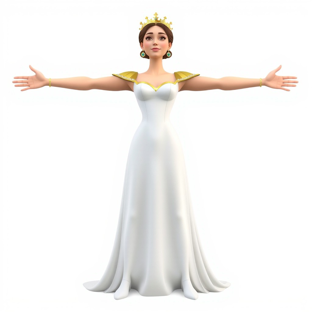 Animated Princess Character With Crown 3D Model - Download GLB, FBX ...