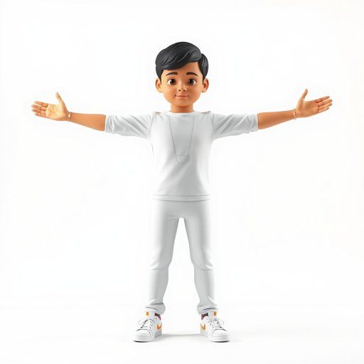 Happy Cartoon Boy Celebrating with Open Arms 3D Model - Download GLB ...