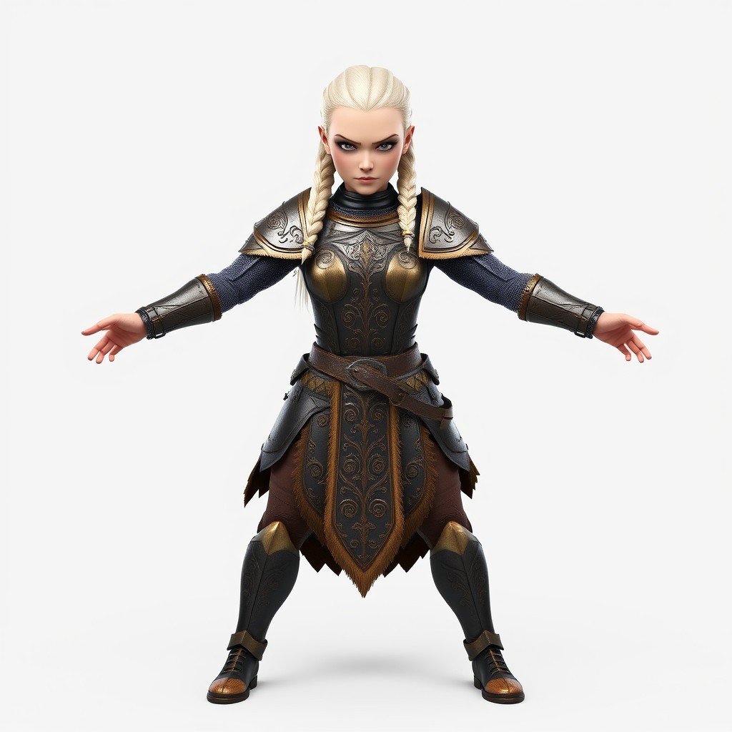 Fantasy Warrior Woman in Armor 3D Model - Download GLB, FBX, OBJ | Free3D