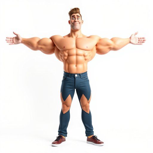 Muscular Cartoon Bodybuilder Victory Pose 3D Model - Download GLB, FBX ...