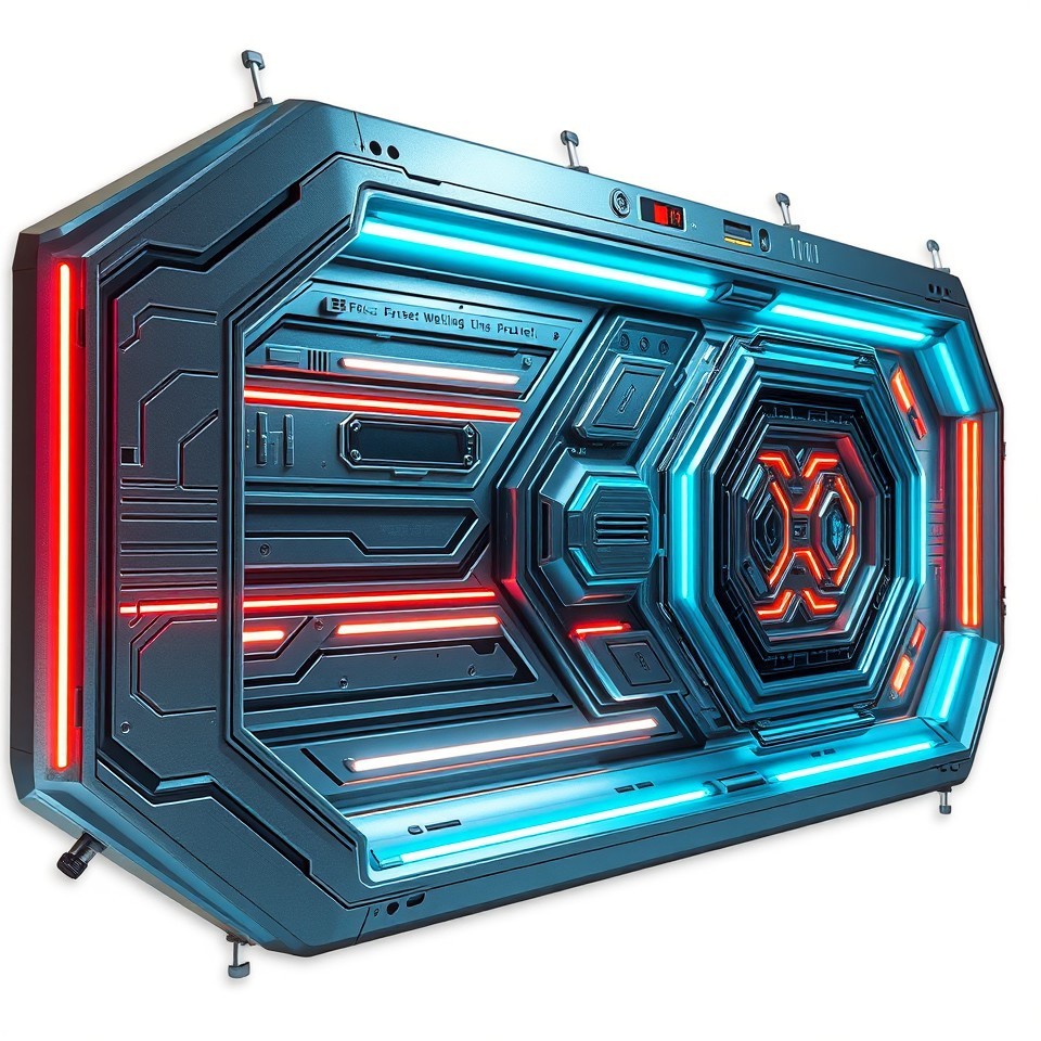 Futuristic Neon Sci-Fi Control Panel 3D Model - Download GLB, FBX, OBJ ...