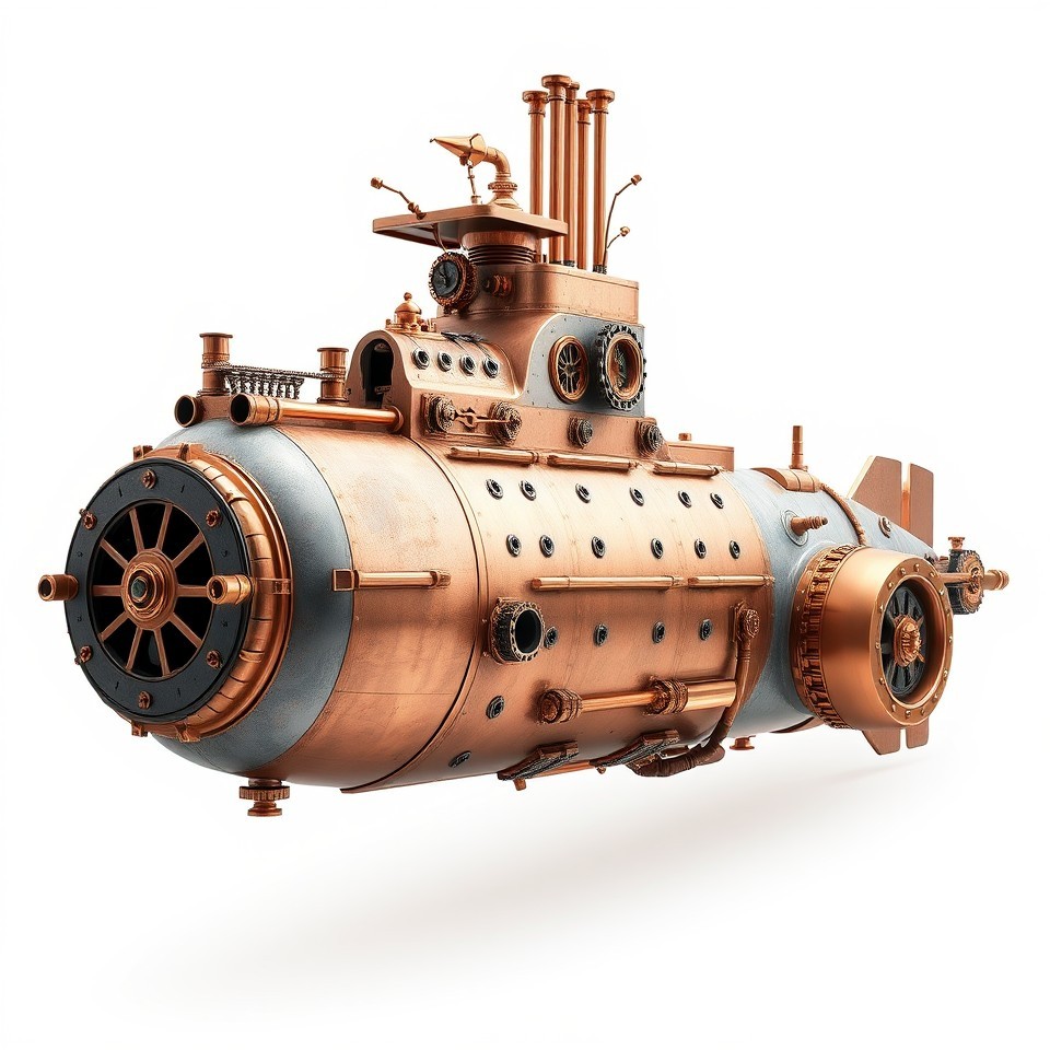 Steampunk Copper Mechanical Engine 3D Model - Download GLB, FBX, OBJ ...