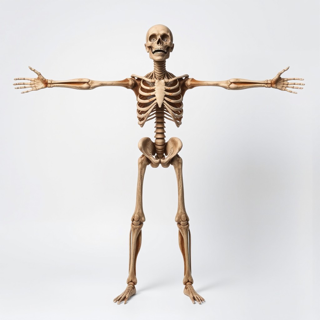 Complete Human Skeleton Front View 3D Model - Download GLB, FBX, OBJ ...