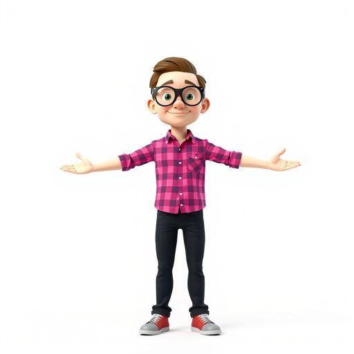 Happy Cartoon Boy Celebrating with Open Arms 3D Model - Download GLB ...