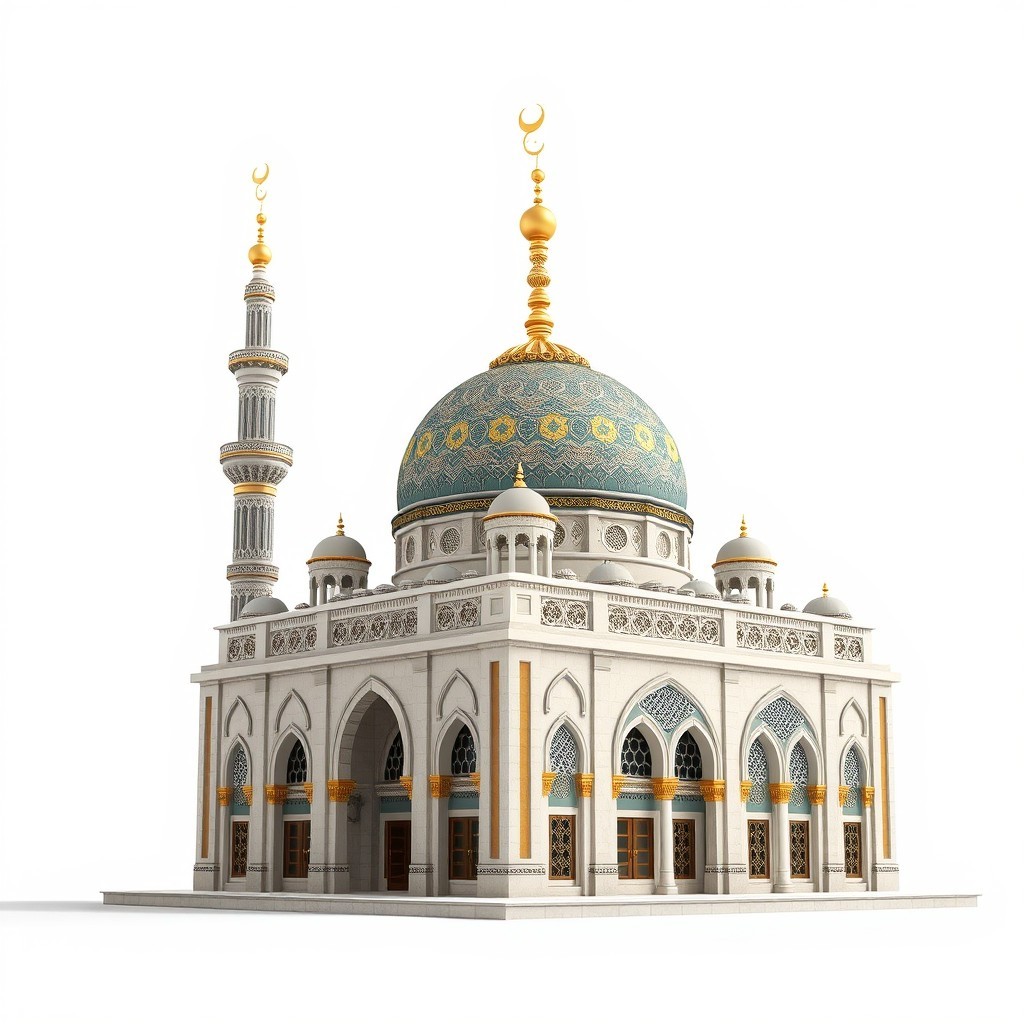 Islamic Mosque with Turquoise Dome 3D Model - Download GLB, FBX, OBJ ...